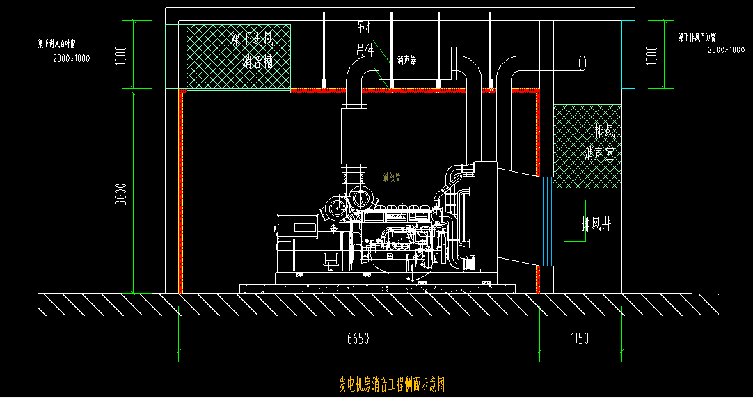 上柴柴油发电机房消音设计平面图